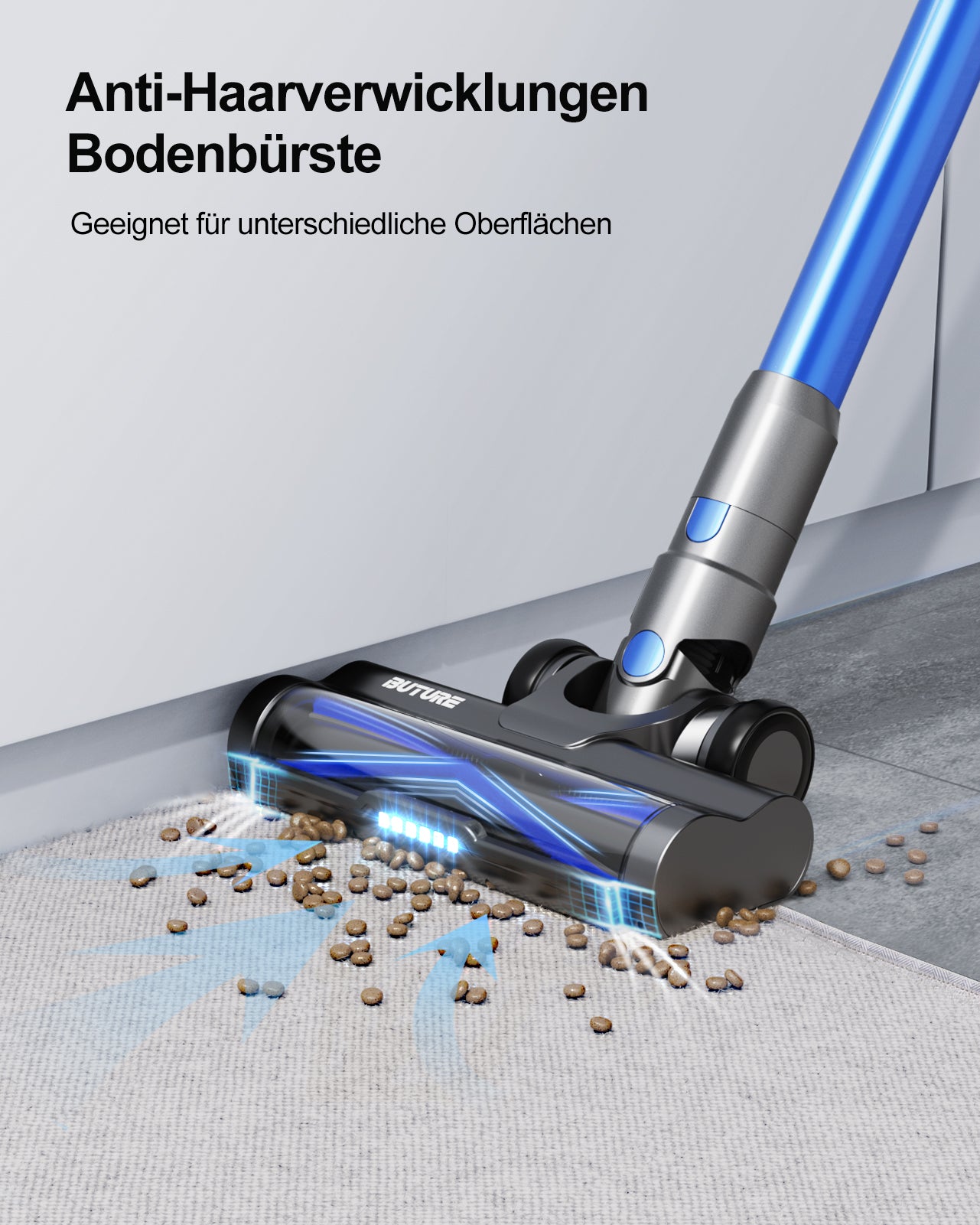 Pack aspirateur : aspirateur Buture VC50 bleu + 2 batteries + 10 filtres HEPA