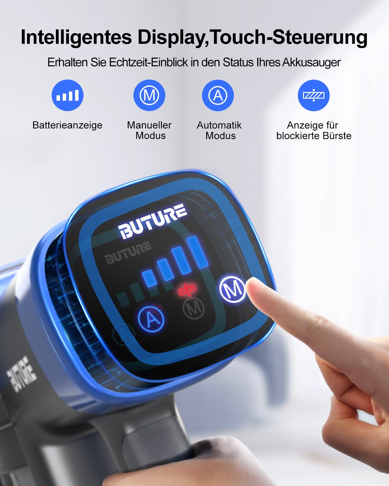 Pack aspirateur : aspirateur Buture VC50 bleu + 2 batteries + 10 filtres HEPA