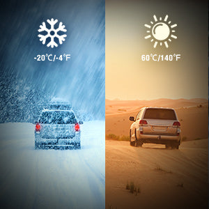 Buture BR800 Compact Car Jump Starter designed for reliable use in extreme temperatures from -4℉ to 140℉ with advanced high-discharge technology for safe and efficient operation.