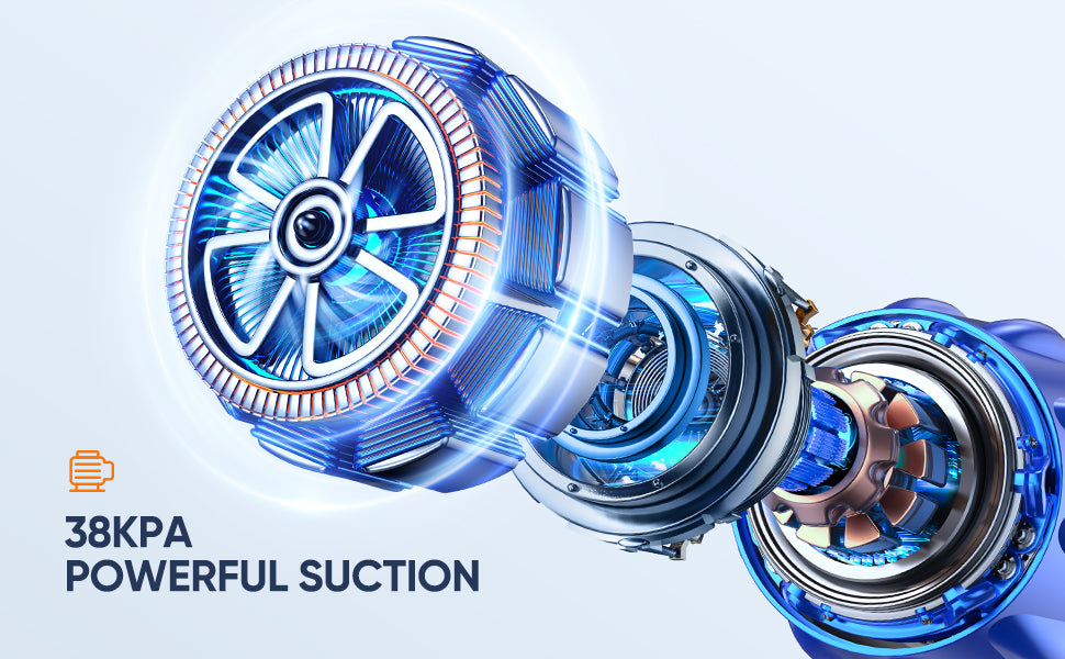 Buture BP10 Cordless Vacuum Cleaner main body with high-performance host, delivering an impressive 38KPA powerful suction to effortlessly capture dust, debris, and pet hair from all surfaces.