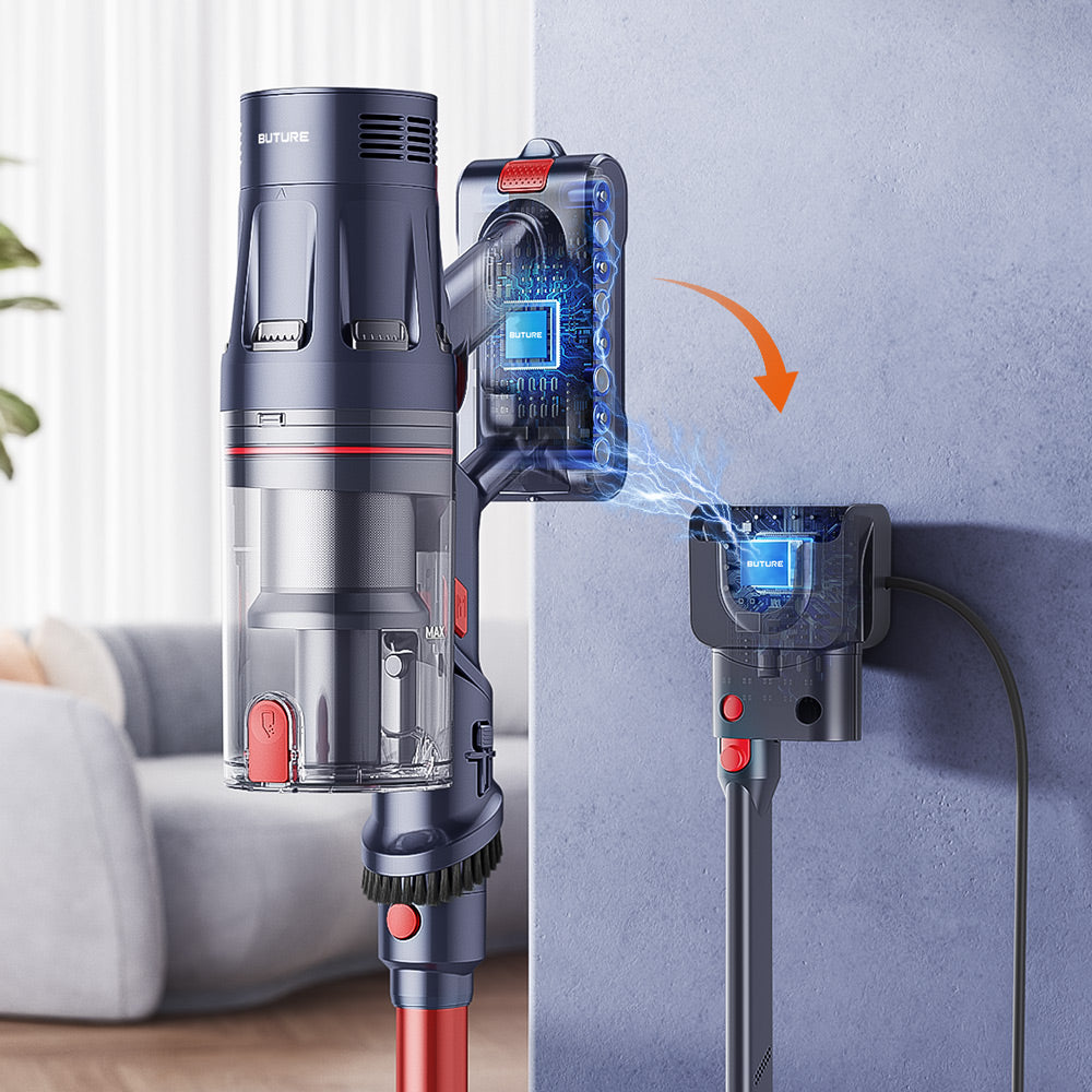 BP20 cordless vacuum supports wall-mounted recharge, achieving convenient storage and flexible charging.
