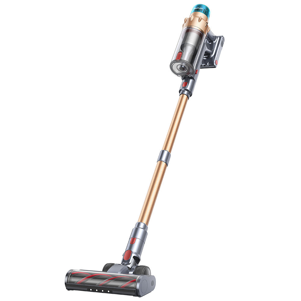 Buture VAC01 cordless vacuum cleaner with 550W motor, 45KPa suction, 60-min runtime, self-standing design.