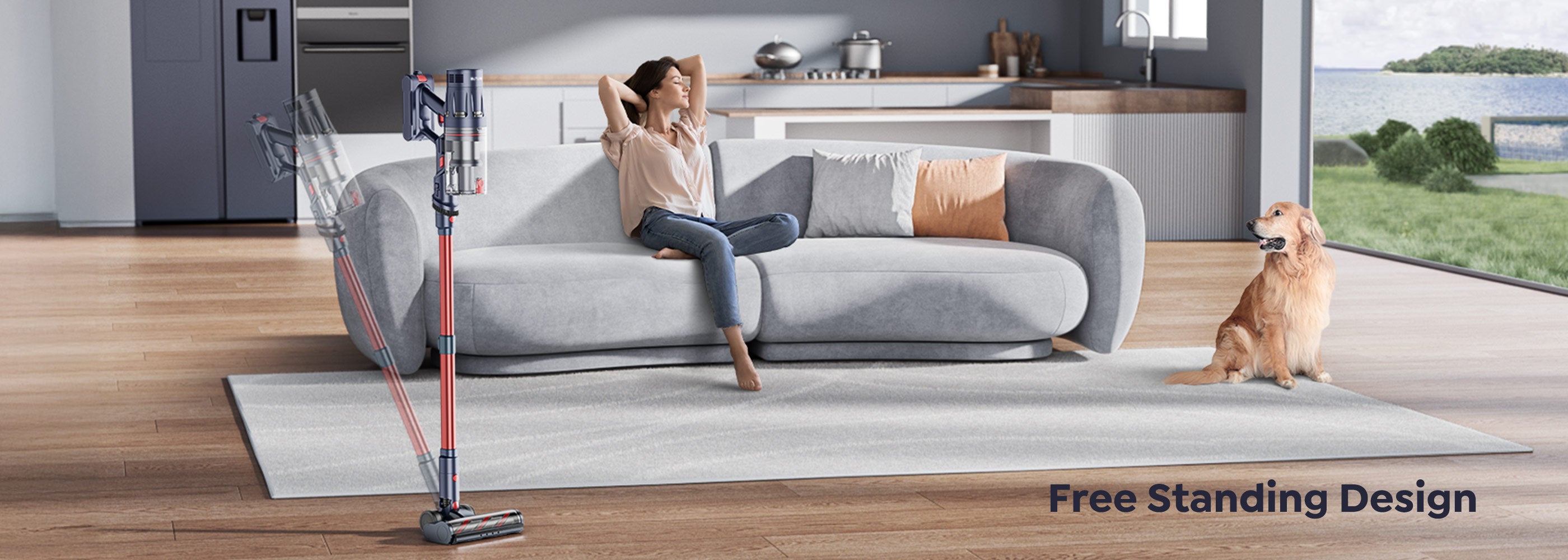 Buture BP20 cordless vacuum has a Free Standing Design, which can be placed upright or at an angle without falling, making you more comfortable to use.