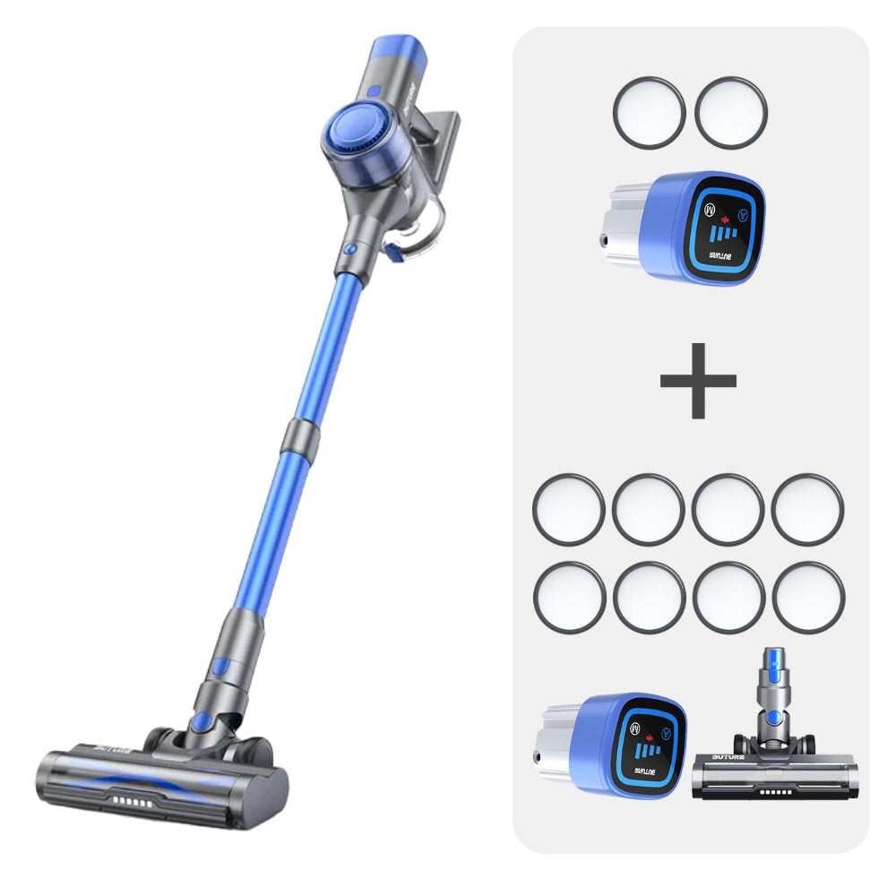 Pack aspirateur : aspirateur Buture VC50 bleu + 2 batteries + 10 filtres HEPA