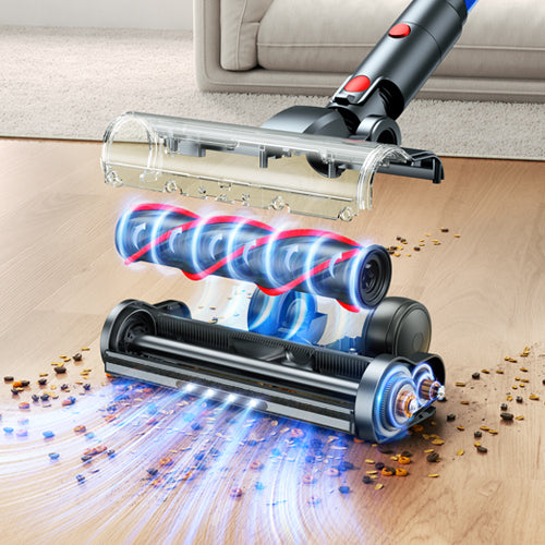 Buture X9 vacuum cleaner with S-shaped self-cleaning roller designed to resist moisture and prevent hair tangles for hassle-free pet hair removal.