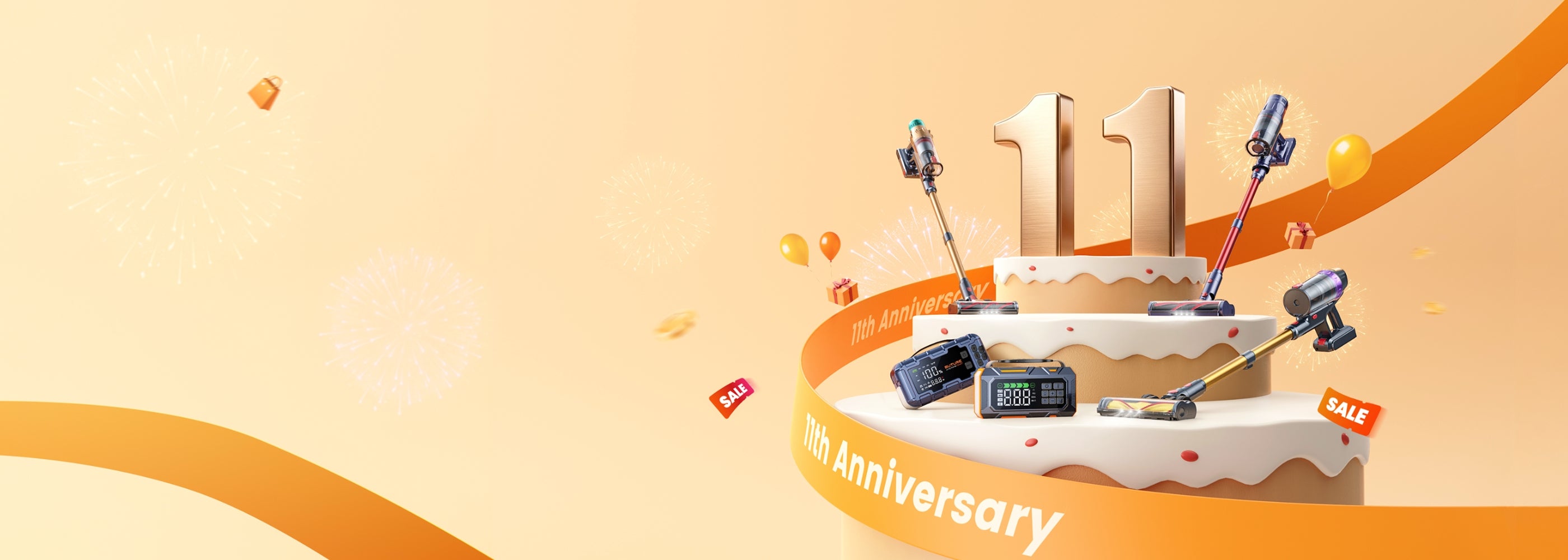 Celebrate our 11th Anniversary Event! Flash Sale Up to 77% off. Take 15% off vacuum cleaners and 12% off jump starters. Grab BOGO vacuum spare parts, tiered free gifts, plus a chance to win high-value vacuum cleaners.