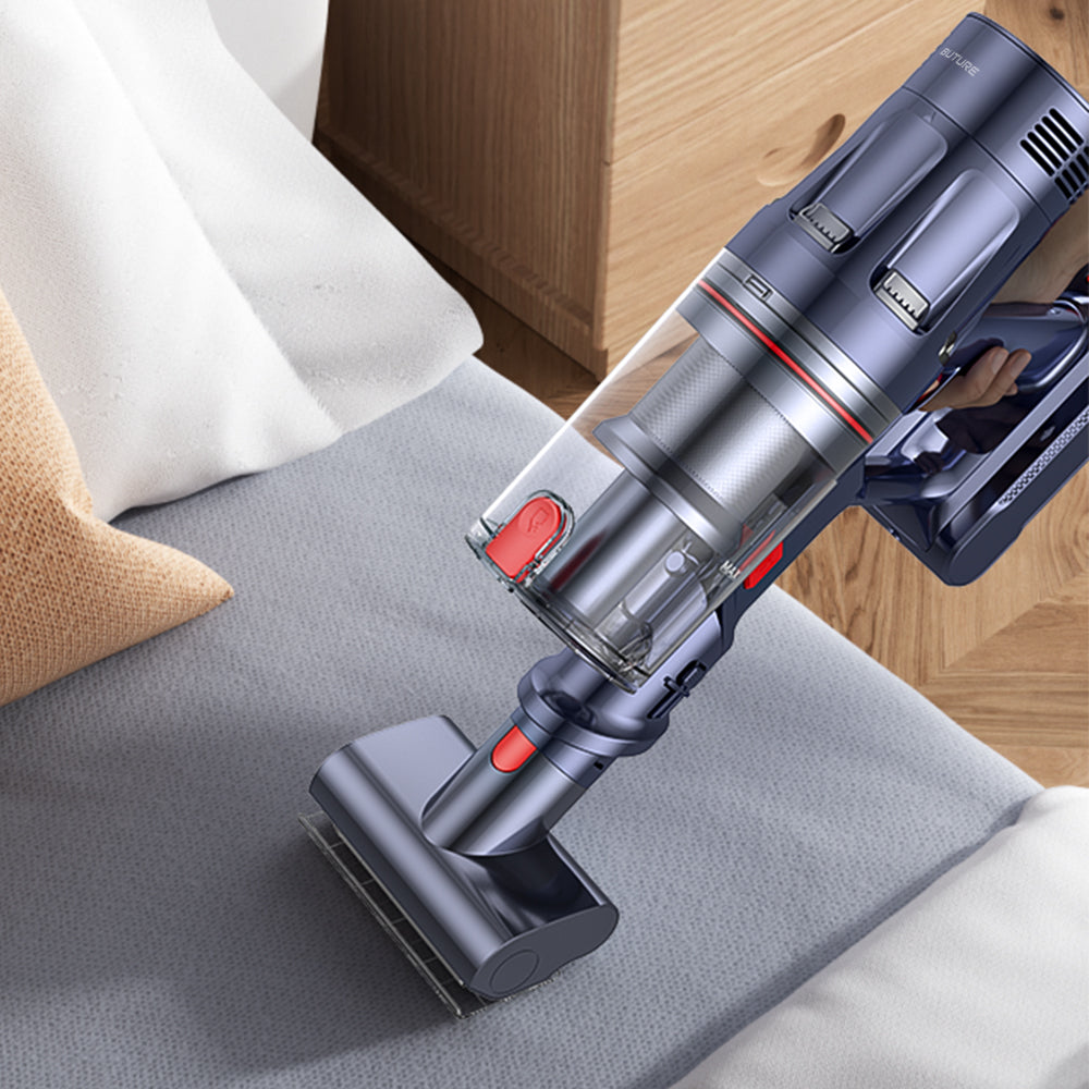 Buture BP20 cordless vacuum cleaner with exclusive Anti-Mite Brush (sold separately), effectively removes dust mites and allergens from bedding, mattresses, and fabric surfaces for a healthier home environment.