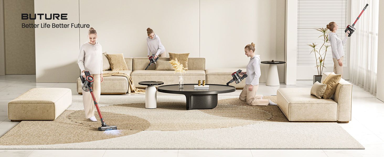 Buture JR700 Red cordless vacuum cleaner designed to make everyday cleaning easier, supporting a cleaner and more comfortable home life.