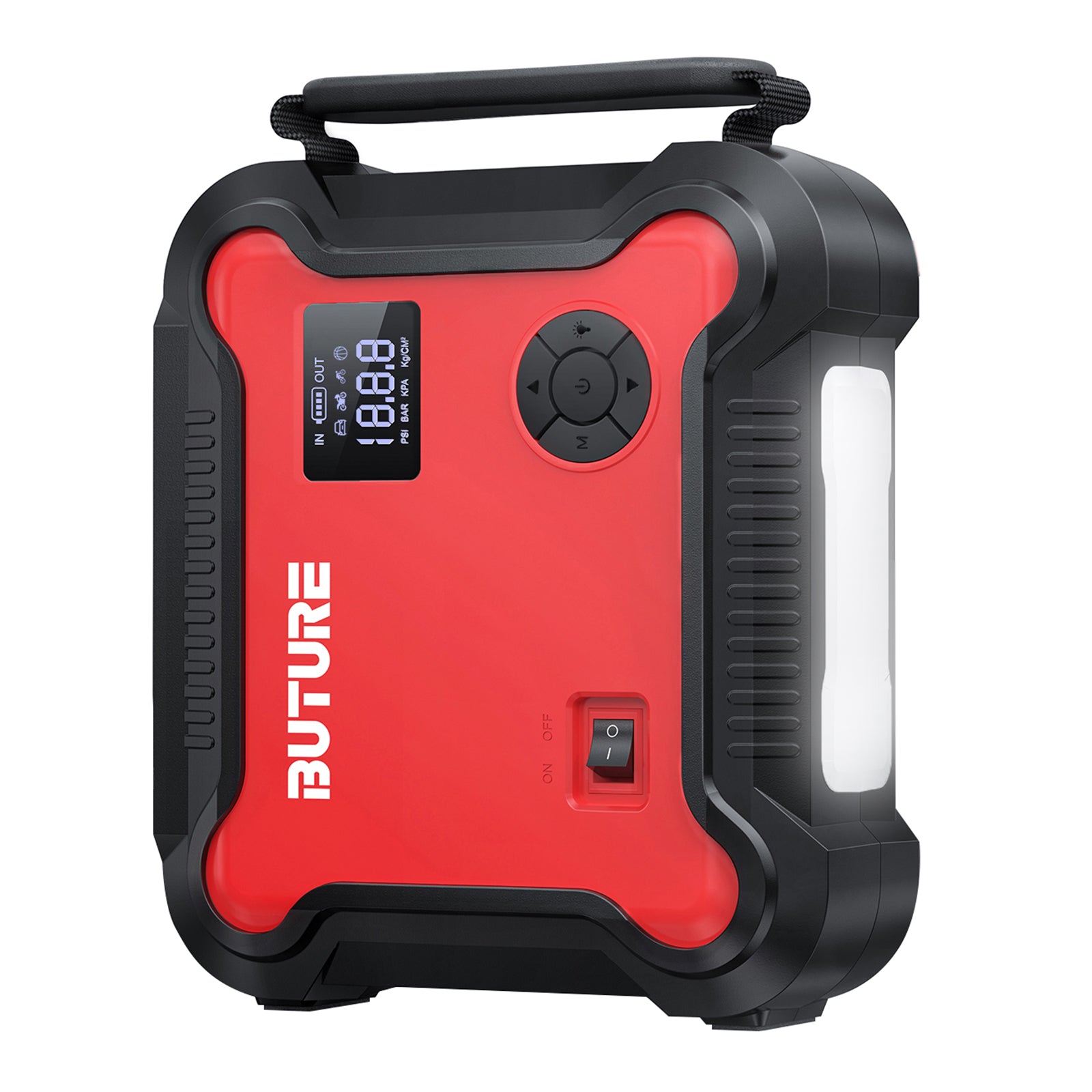 Buture BR700 car jump starter with bright LED lights for emergency lighting, night-time jump-starting, and roadside visibility