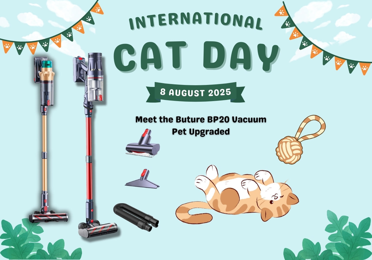 International Cat Day Essential: Best Cordless Vacuum for Pet Hair Buture BP20 Upgraded
