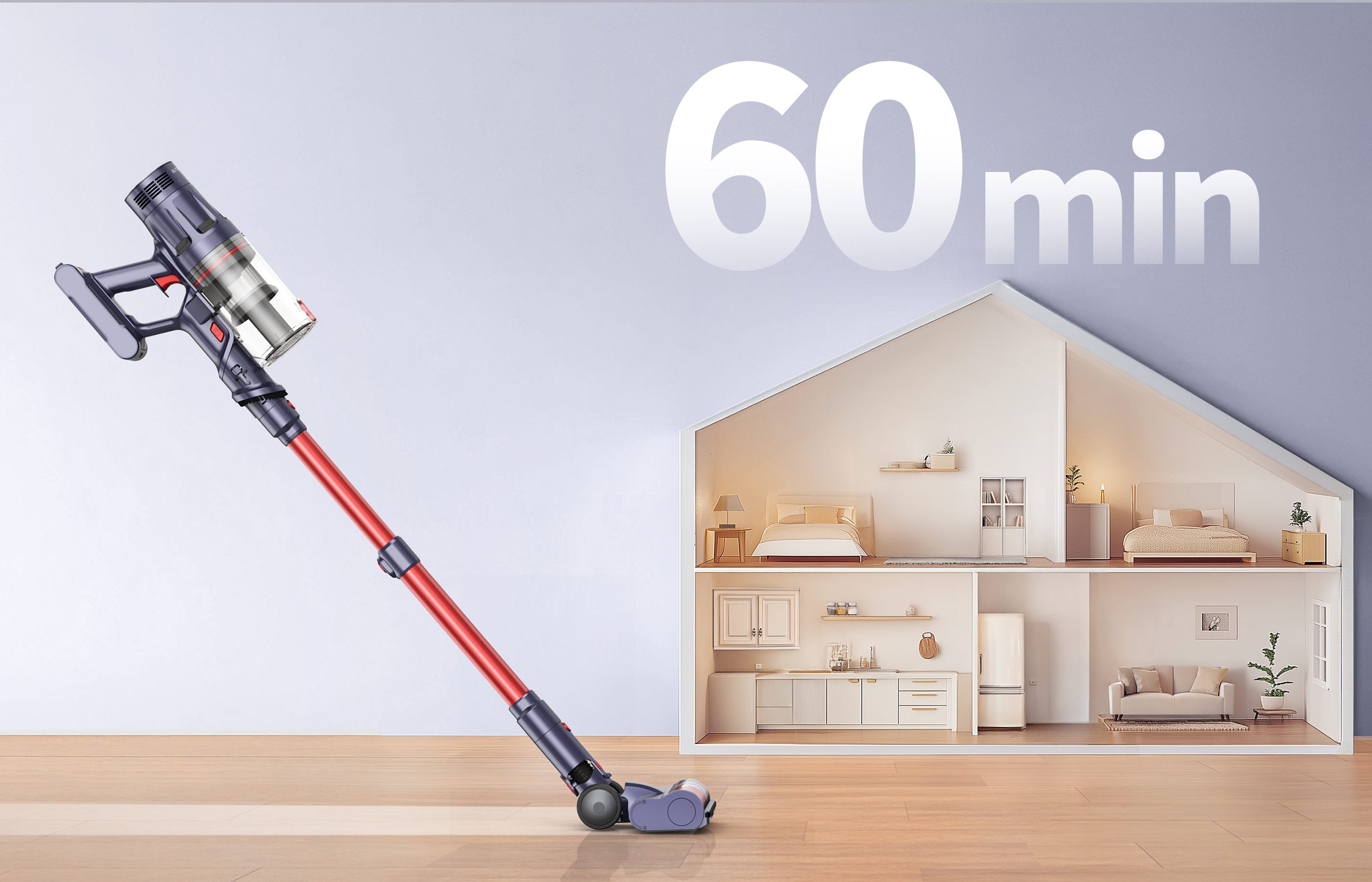 bp20 cordless vacuum Enjoy up to 60 minutes of uninterrupted cleaning, perfect for large homes and thorough cleaning sessions.