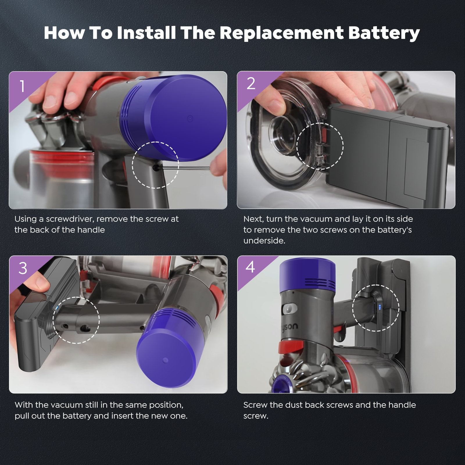 Buture Battery Replacement for Dyson V8 Vacuum