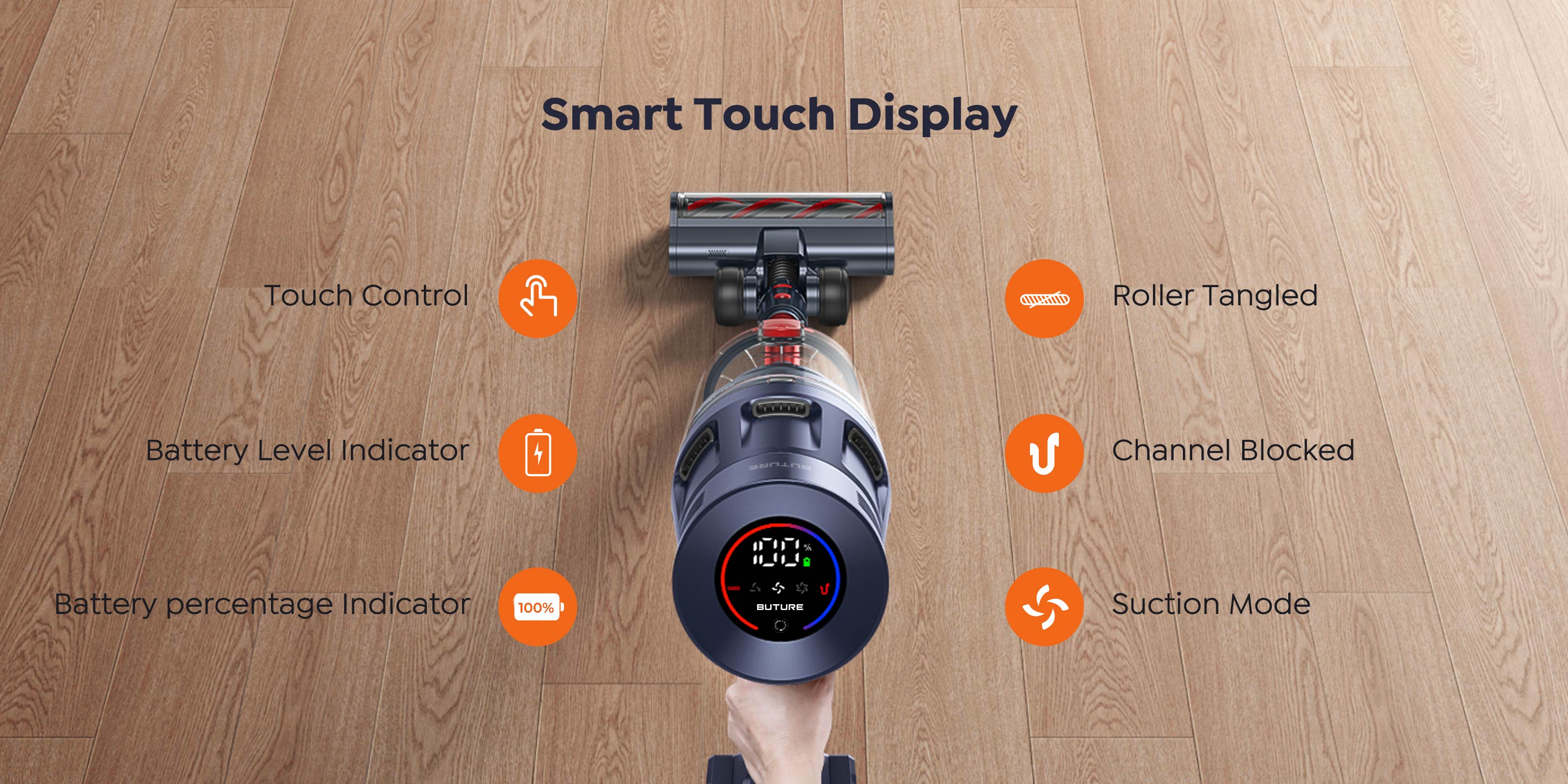 Smart LED Touchscreen,Detects and adjusts settings in real-time, giving you longer runtime and complete cleaning confidence.