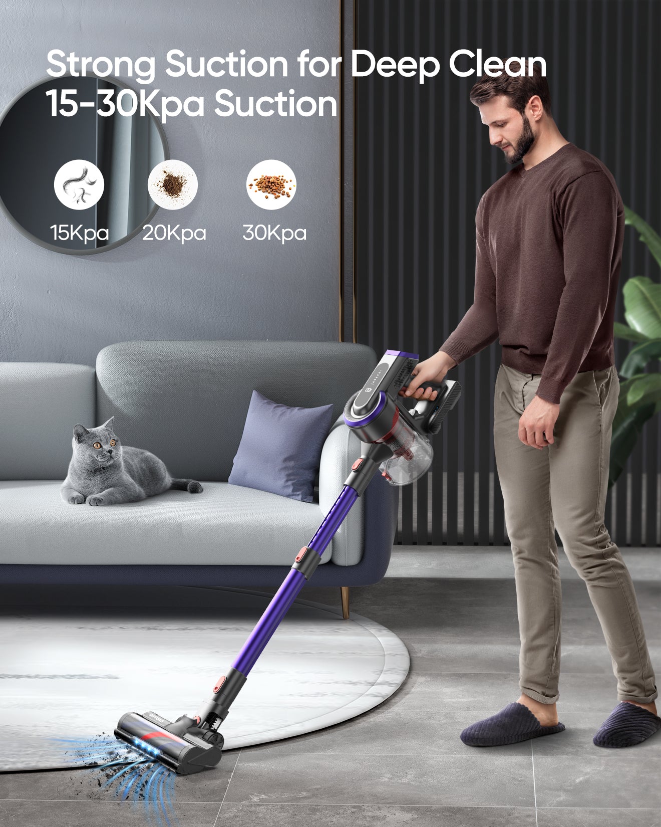 Fondeau à l'aspirateur: BUTURE JR400 VISE + 2 Batteries + 9 Filtres HEPA