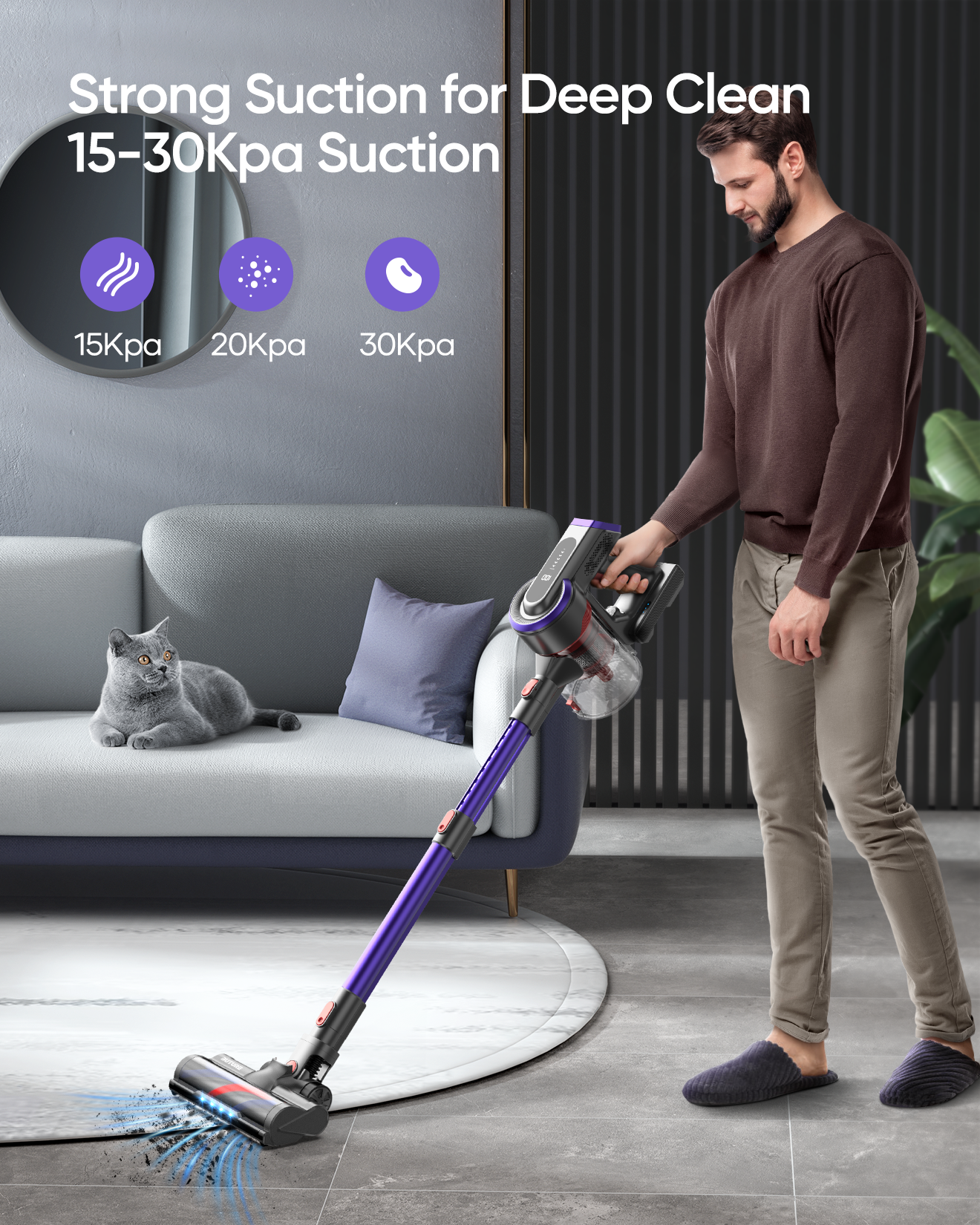 Fondeau à l'aspirateur: BUTURE JR400 VISE + 2 Batteries + 9 Filtres HEPA