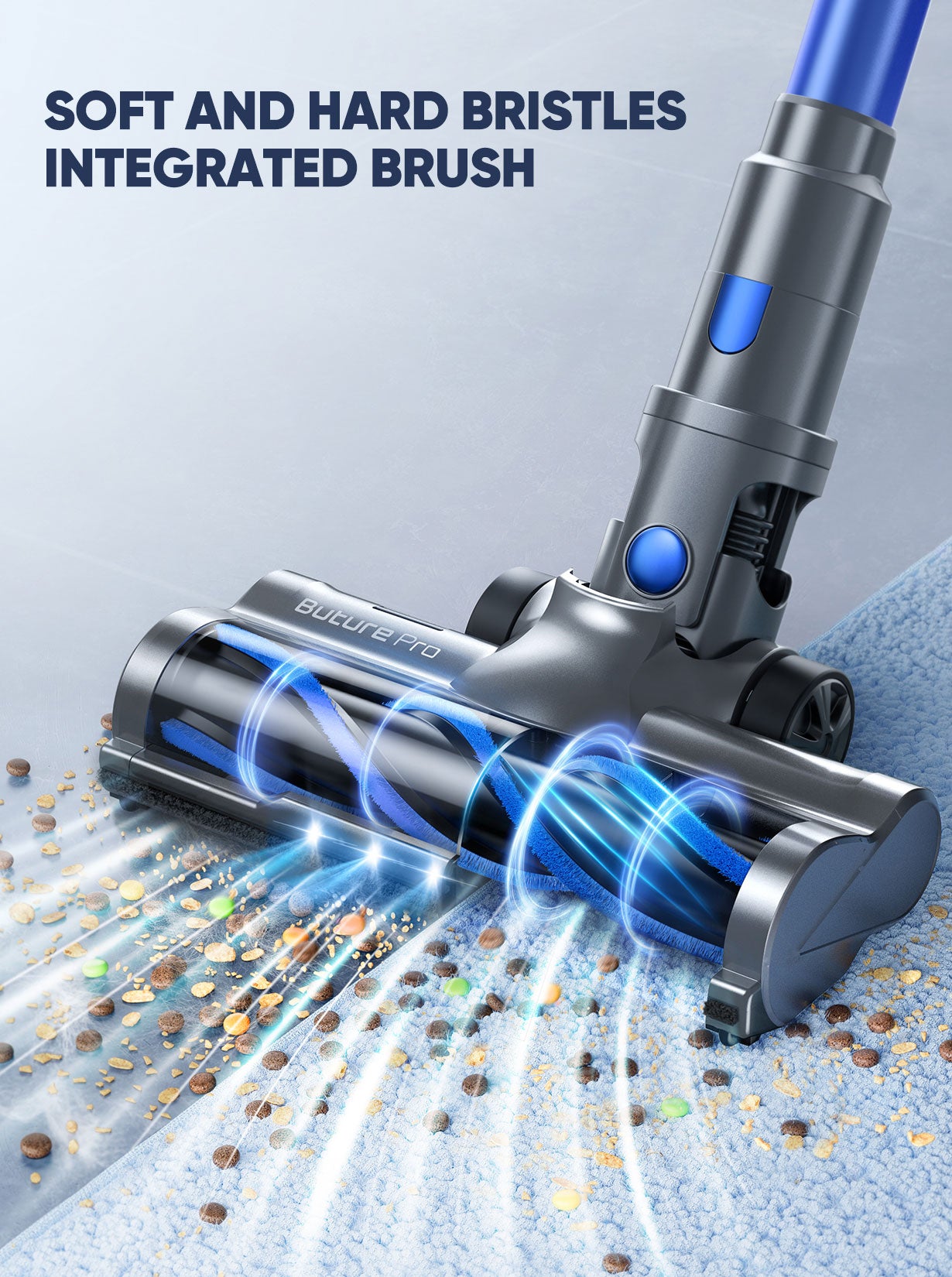 BP10 vacuum cleaner with soft  and hard bristles integrated brush
