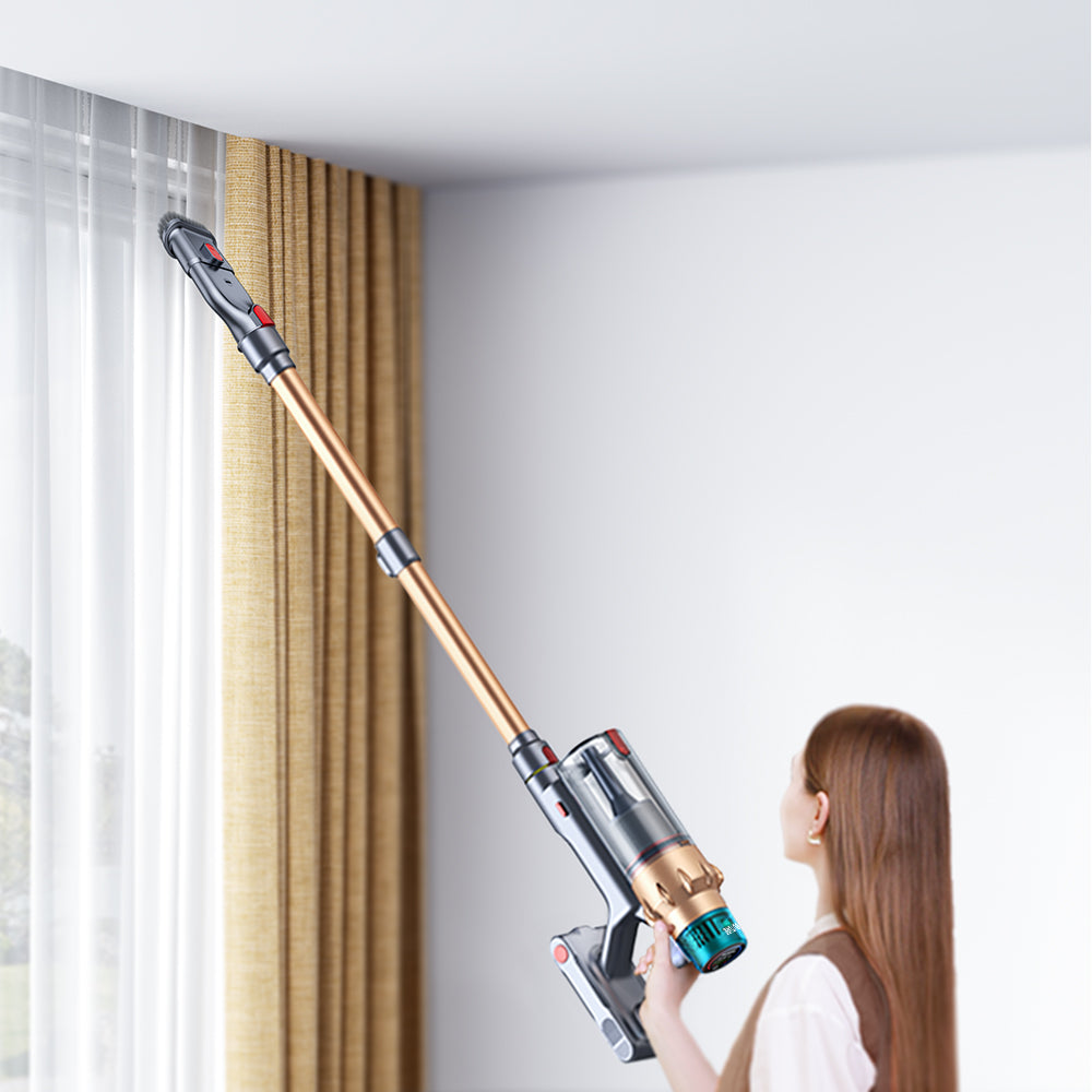 Safely clean your curtains without taking them down. The VAC01’s adjustable suction is perfect for gently removing dust from delicate fabrics, keeping them fresh and allergen-free.