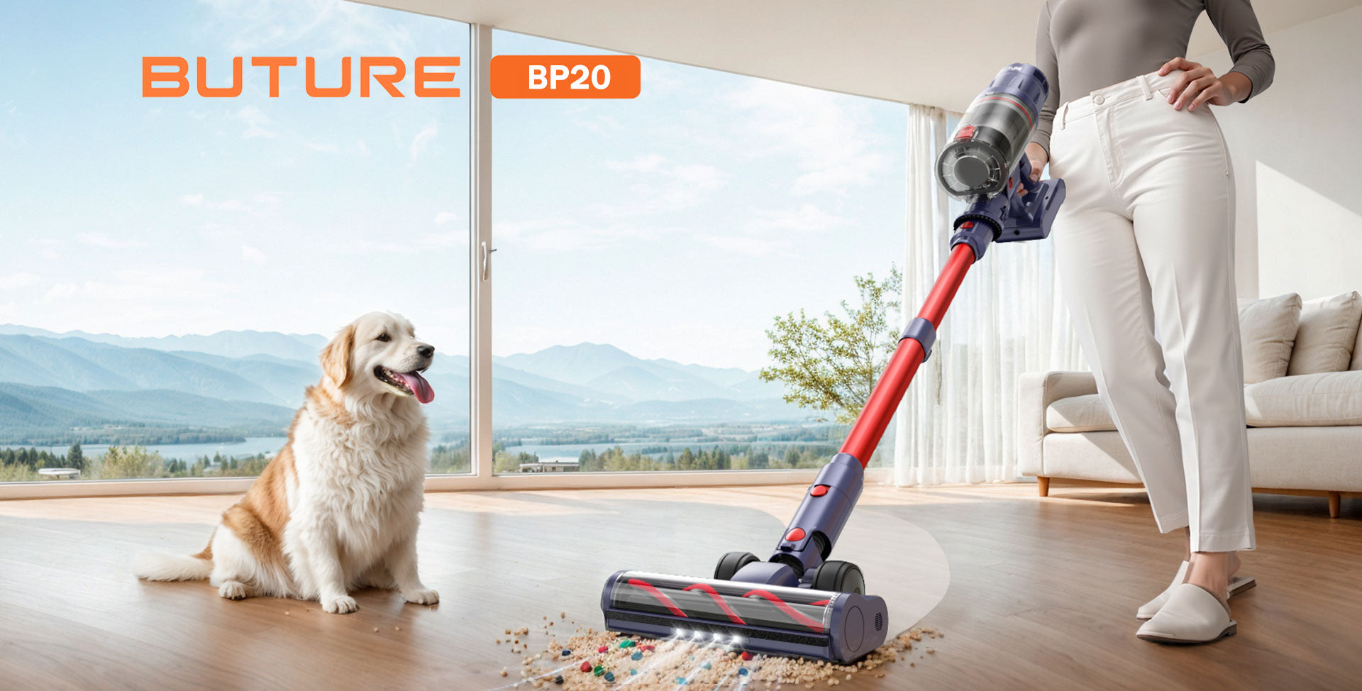 Discover the Buture BP20 cordless vacuum cleaner, featuring a 600W high-power motor and 50 KPA suction for a powerful cleaning experience. With a 60-minute runtime, it’s perfect for large homes and thorough cleaning sessions. Choose from three cleaning modes (Eco, Mid, Max) to tackle various tasks. Enjoy the convenience of a smart LED touch screen, an anti-tangle roller brush, and wall-mounted charging.