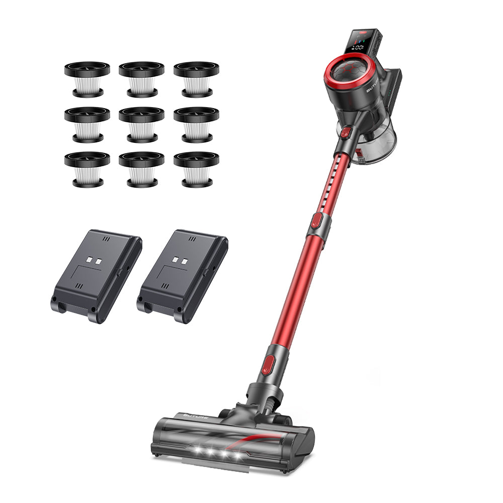 Vakuumbündel: Buture JR700 Red Vacuum + 2 Batterien + 9 HEPA -Filter