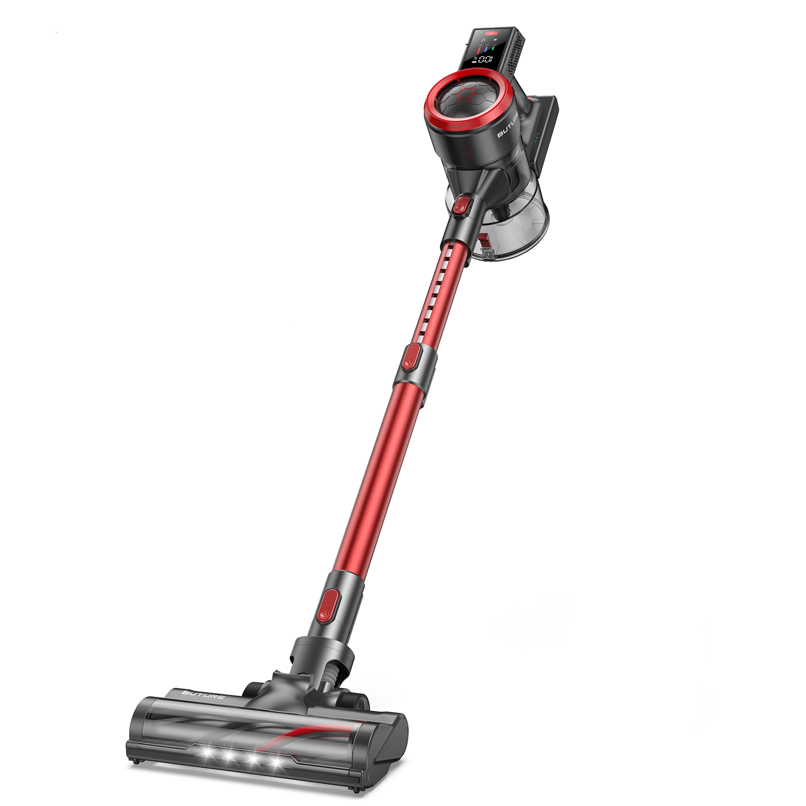 ButureJR700RedWirelessStickVacuumCleaner450W38KPAwithSmartTouchScreen