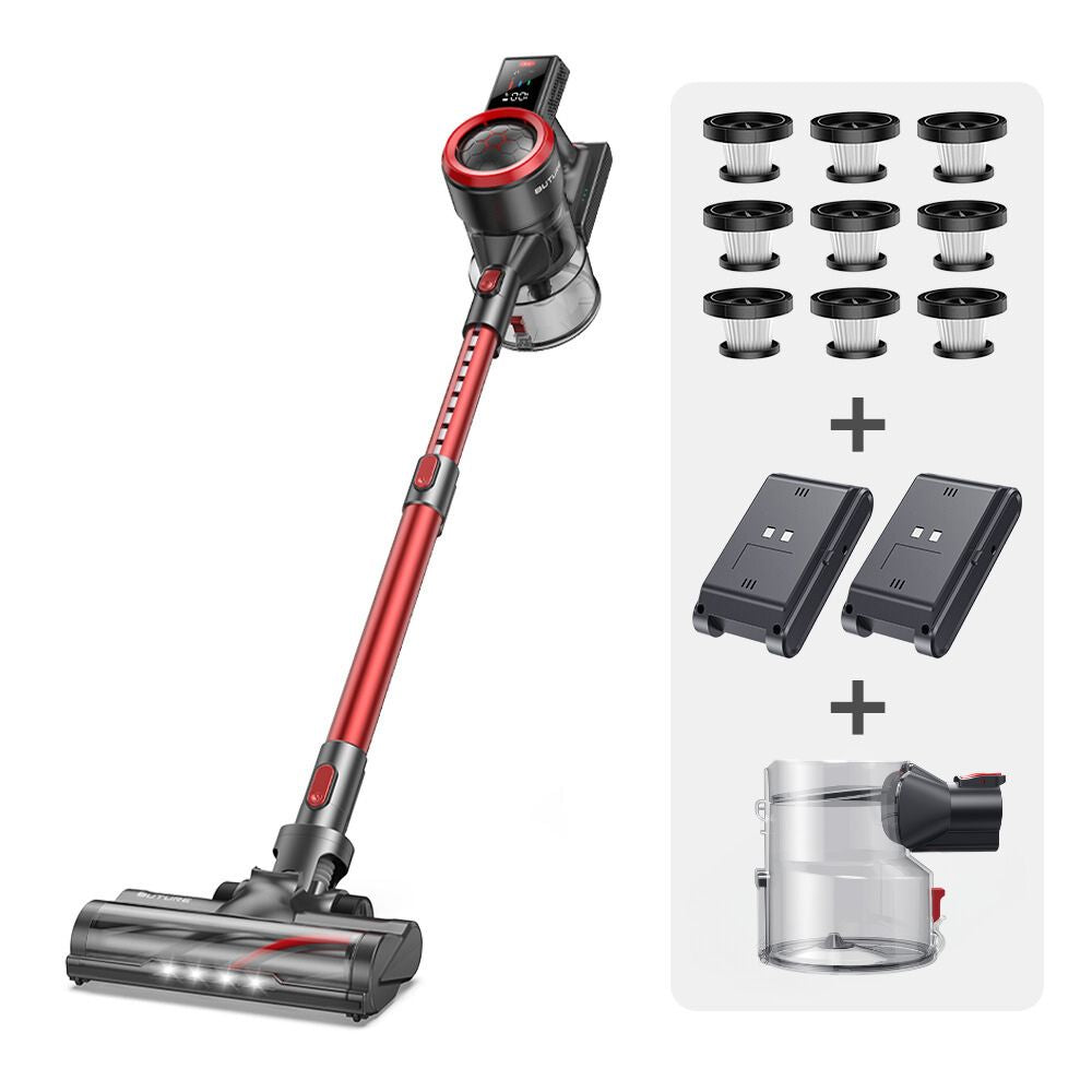 Bundle de vacío: Buture JR700 Red Vacuum + 2 baterías + 9 Filtros HEPA