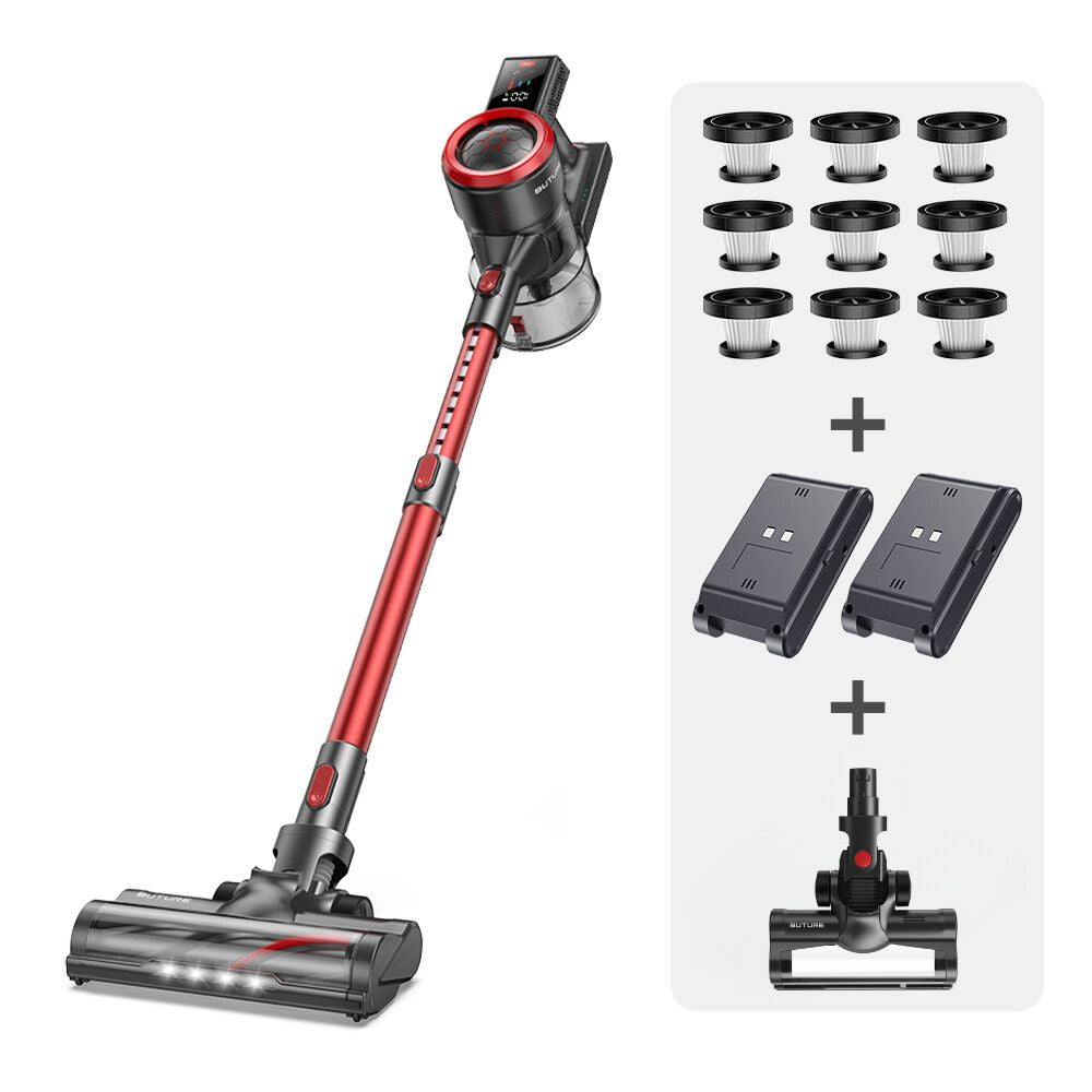 Bundle de vacío: Buture JR700 Red Vacuum + 2 baterías + 9 Filtros HEPA