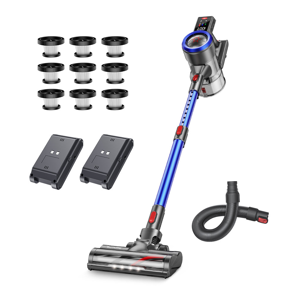 Vacuum Bundle: Buture JR700 Blue Vacuum + 2 Batteries + 9 HEPA Filters