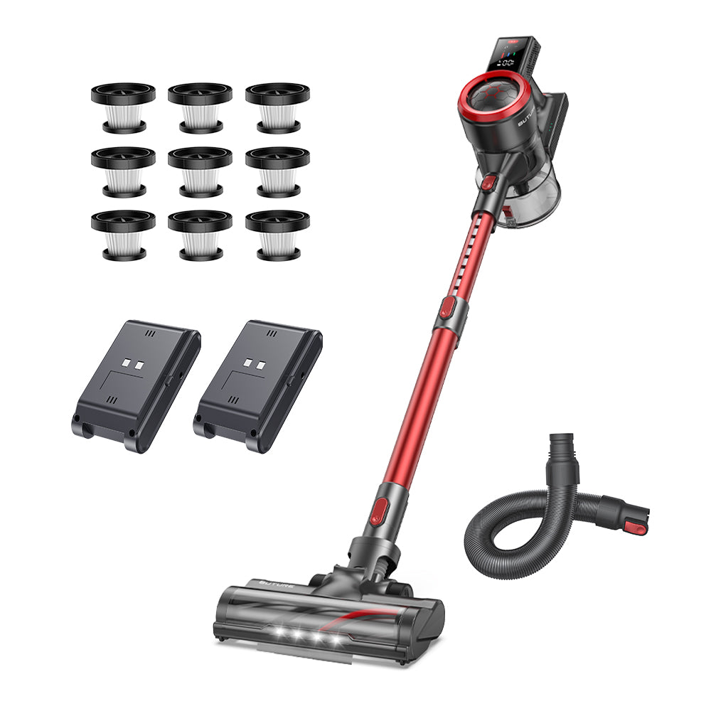 Vakuumbündel: Buture JR700 Red Vacuum + 2 Batterien + 9 HEPA -Filter