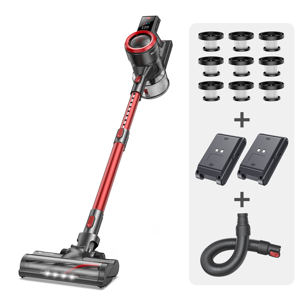 Vakuumbündel: Buture JR700 Red Vacuum + 2 Batterien + 9 HEPA -Filter