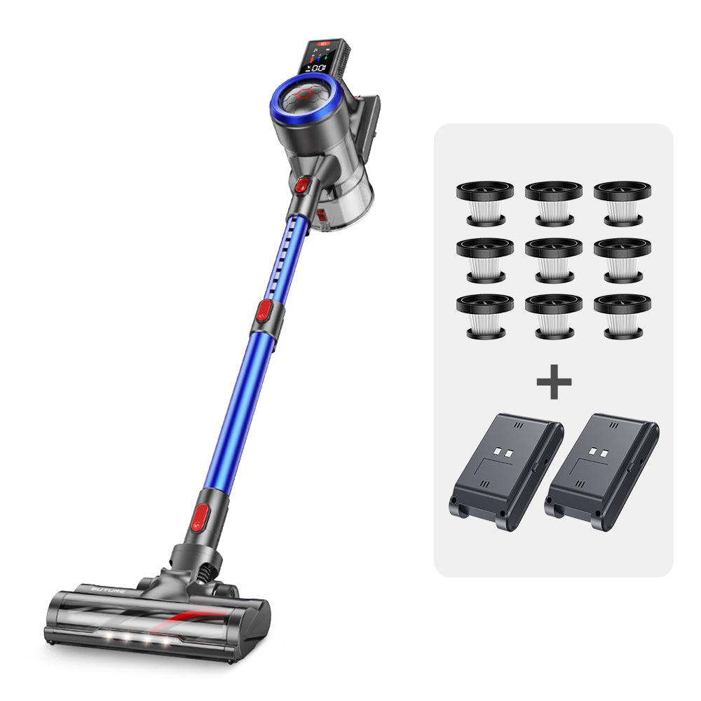 Vacuum Bundle: Buture JR700 Blue Vacuum + 2 Batteries + 9 HEPA Filters