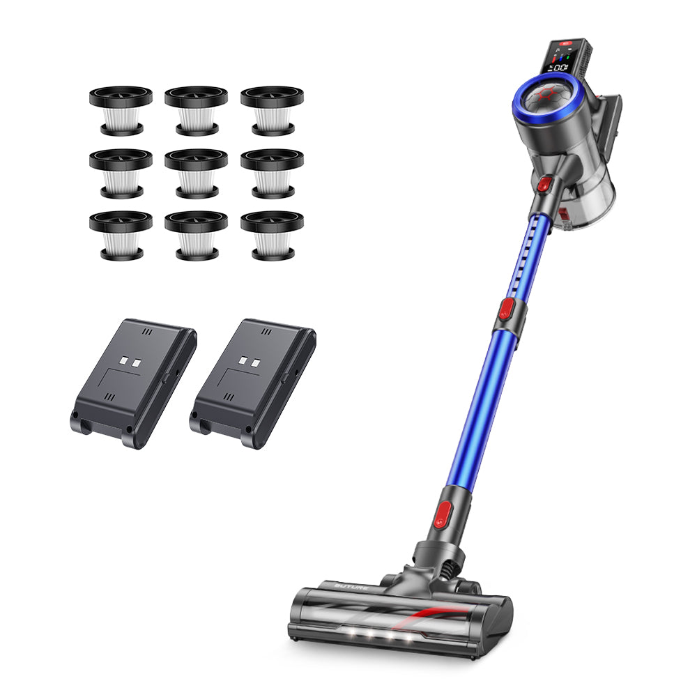 Vacuum Bundle: Buture JR700 Blue Vacuum + 2 Batteries + 9 HEPA Filters