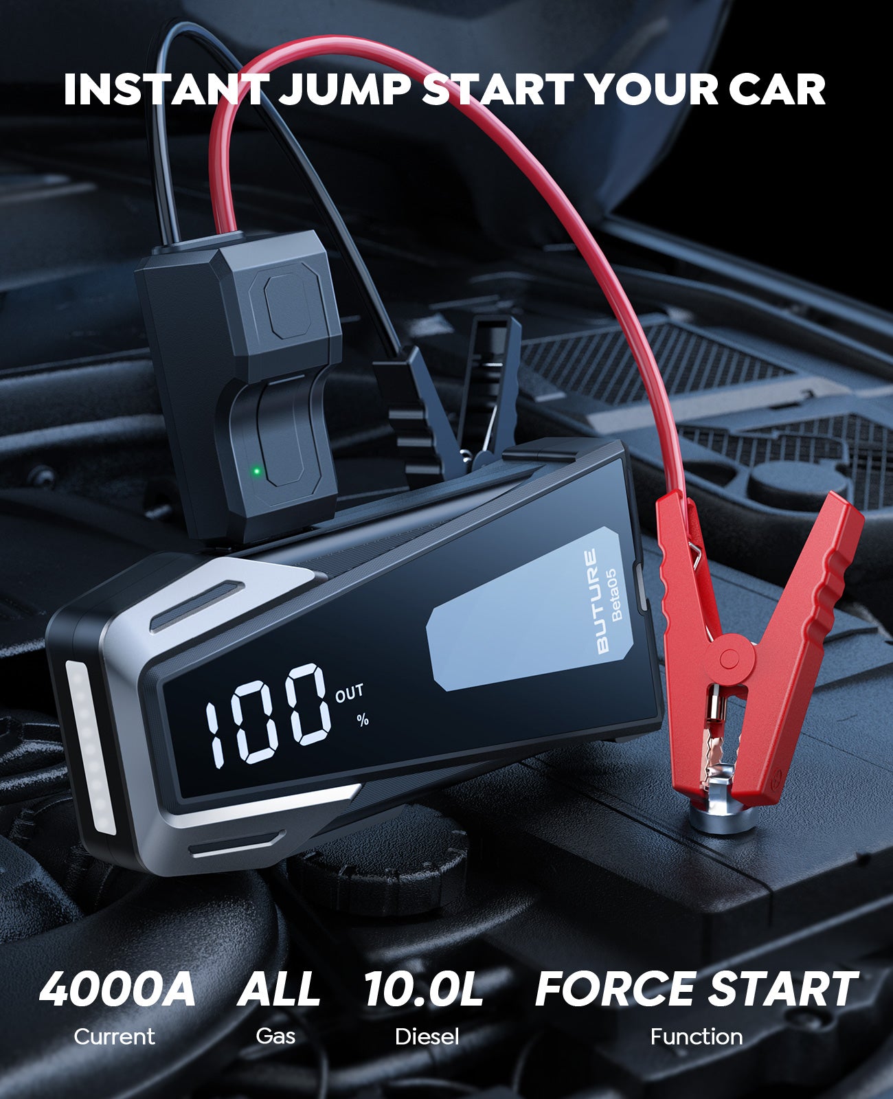Buture Beta05 Jump Starter providing backup power for devices