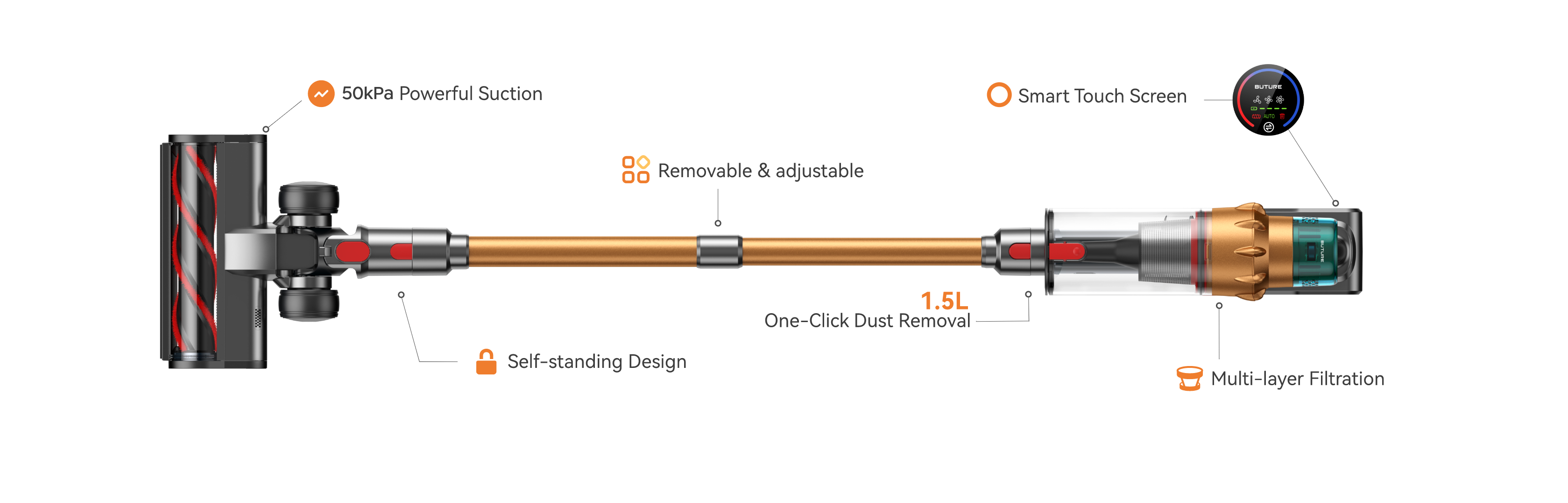 Designed for easy maneuverability and powerful suction, it's perfect for quick cleanups and reaching those tight spots. Lightweight yet robust, this vacuum is your go-to solution for a spotless home or office.