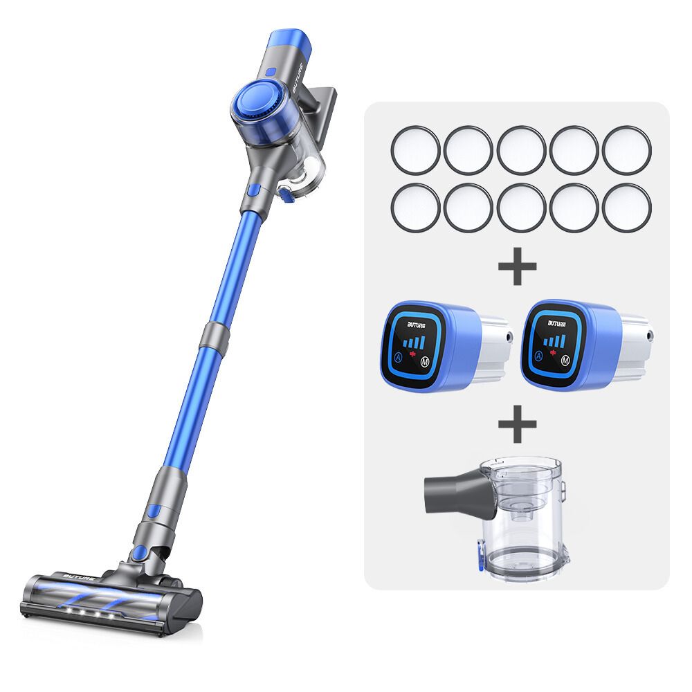 Vacuum Bundle: Buture VC50 Blue Vacuum + 2 Batteries + 10 HEPA Filters