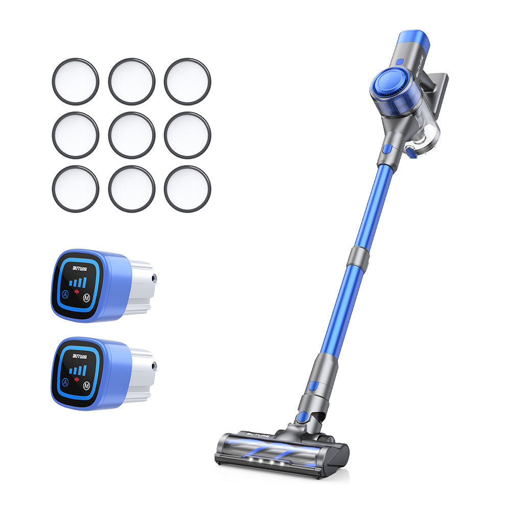 Vacuum Bundle: Buture VC50 Blue Vacuum + 2 Batteries + 10 HEPA Filters