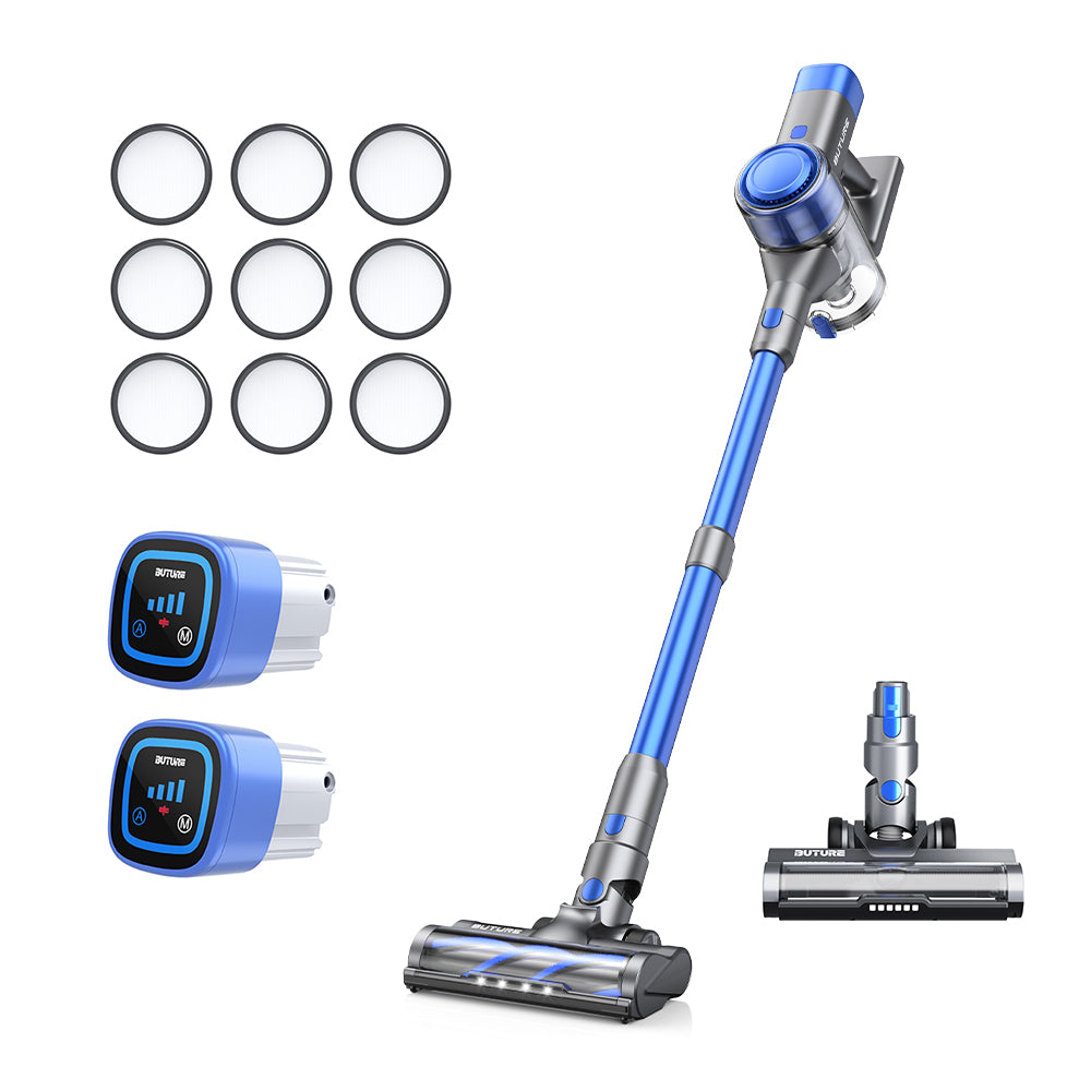 Vacuum Bundle: Buture VC50 Blue Vacuum + 2 Batteries + 10 HEPA Filters