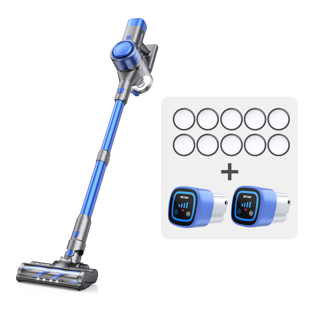 Vacuum Bundle: Buture VC50 Blue Vacuum + 2 Batteries + 10 HEPA Filters