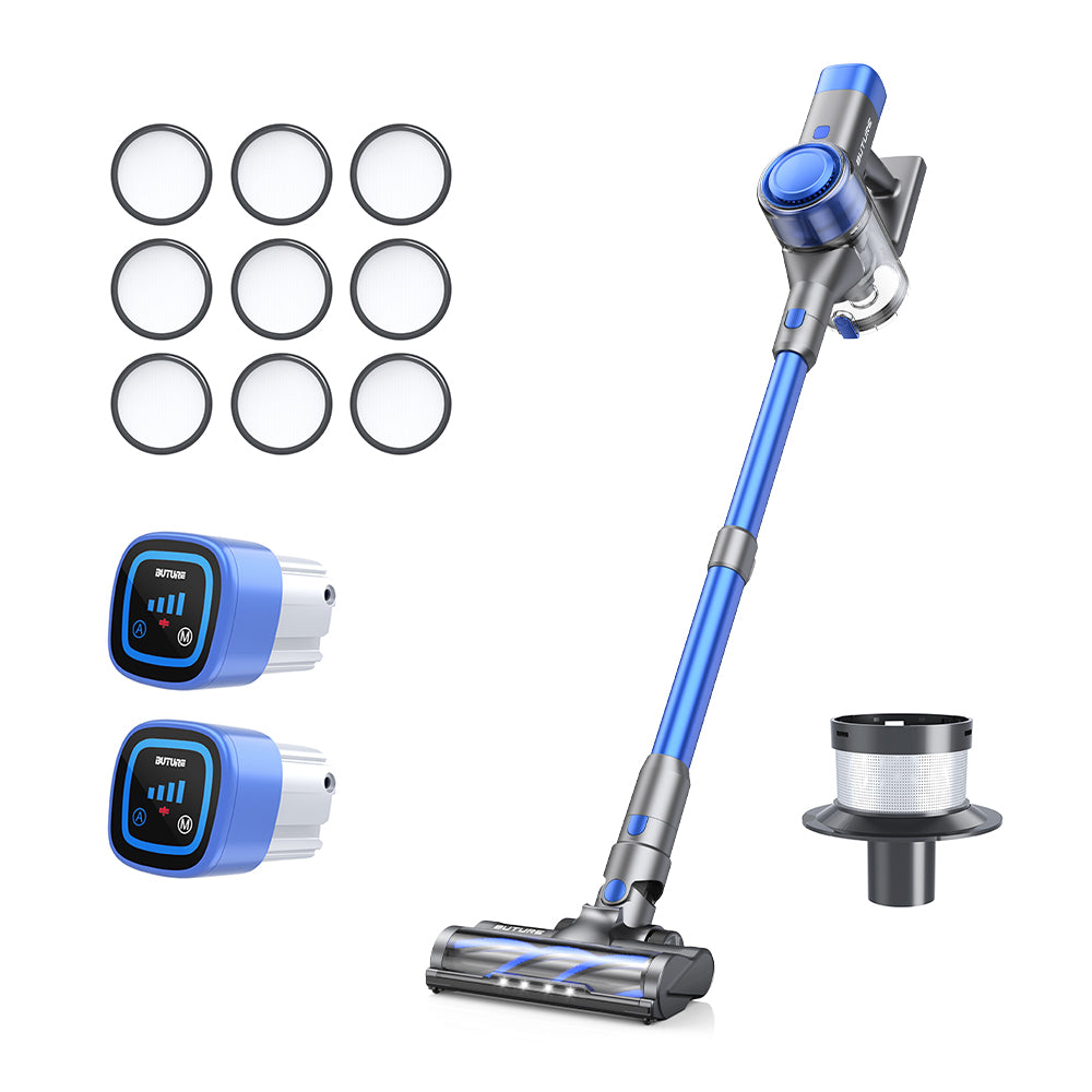 Vacuum Bundle: Buture VC50 Blue Vacuum + 2 Batteries + 10 HEPA Filters