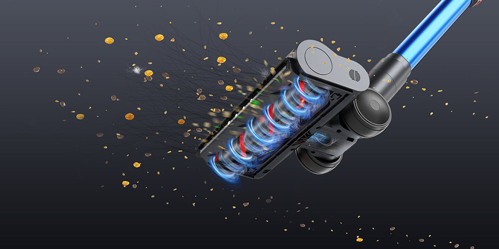 Buture X9 cordless vacuum’s S-shaped roller with advanced self-cleaning and anti-tangle technology for precise, tangle-free pickup of pet hair and debris.