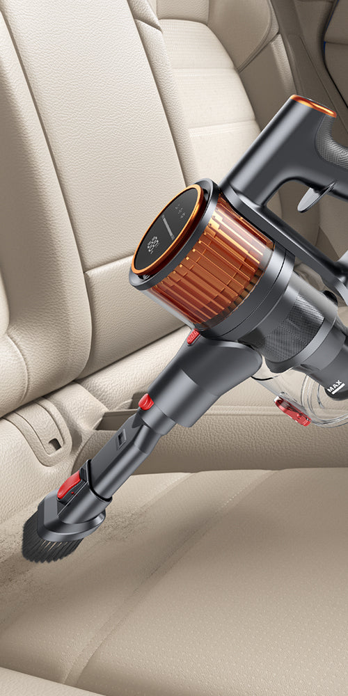 Buture X9 vacuum cleaner with 2-in-1 brush accessory for effective car interior cleaning, ideal for dashboards, vents, and tight spaces.