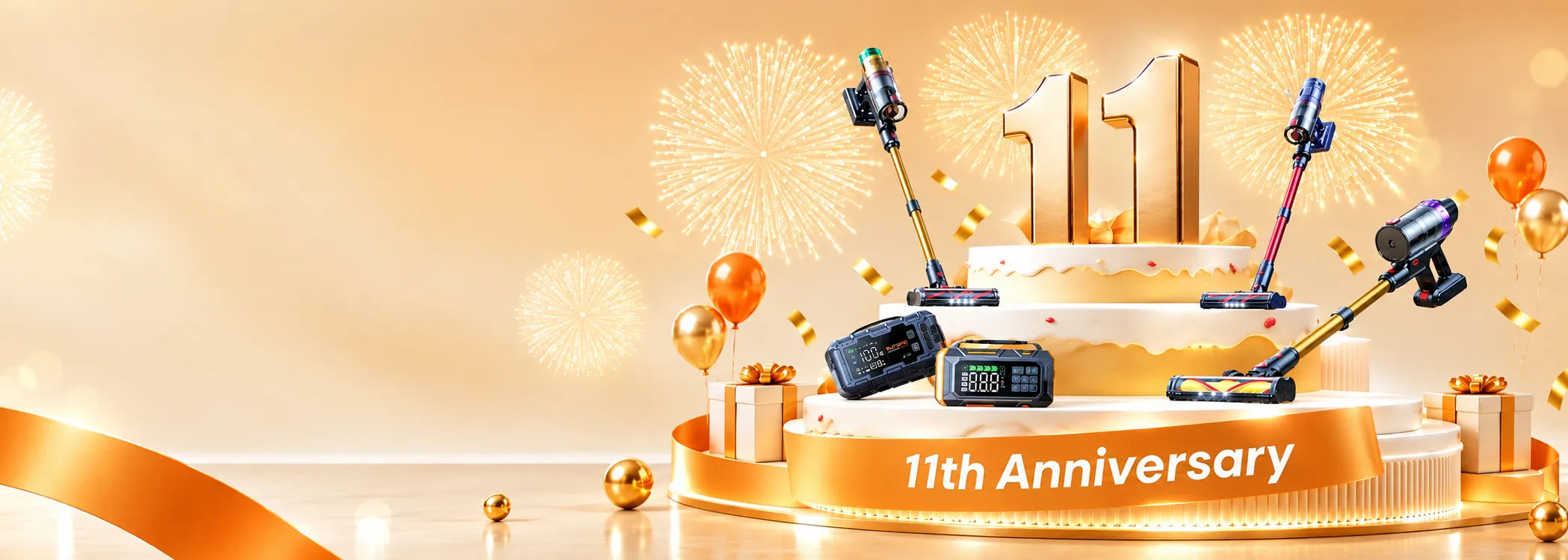 Celebrate our 11th Anniversary Event! Flash Sale Up to 77% off. Take 15% off vacuum cleaners and 12% off jump starters. Grab BOGO vacuum spare parts, tiered free gifts, plus a chance to win high-value vacuum cleaners.