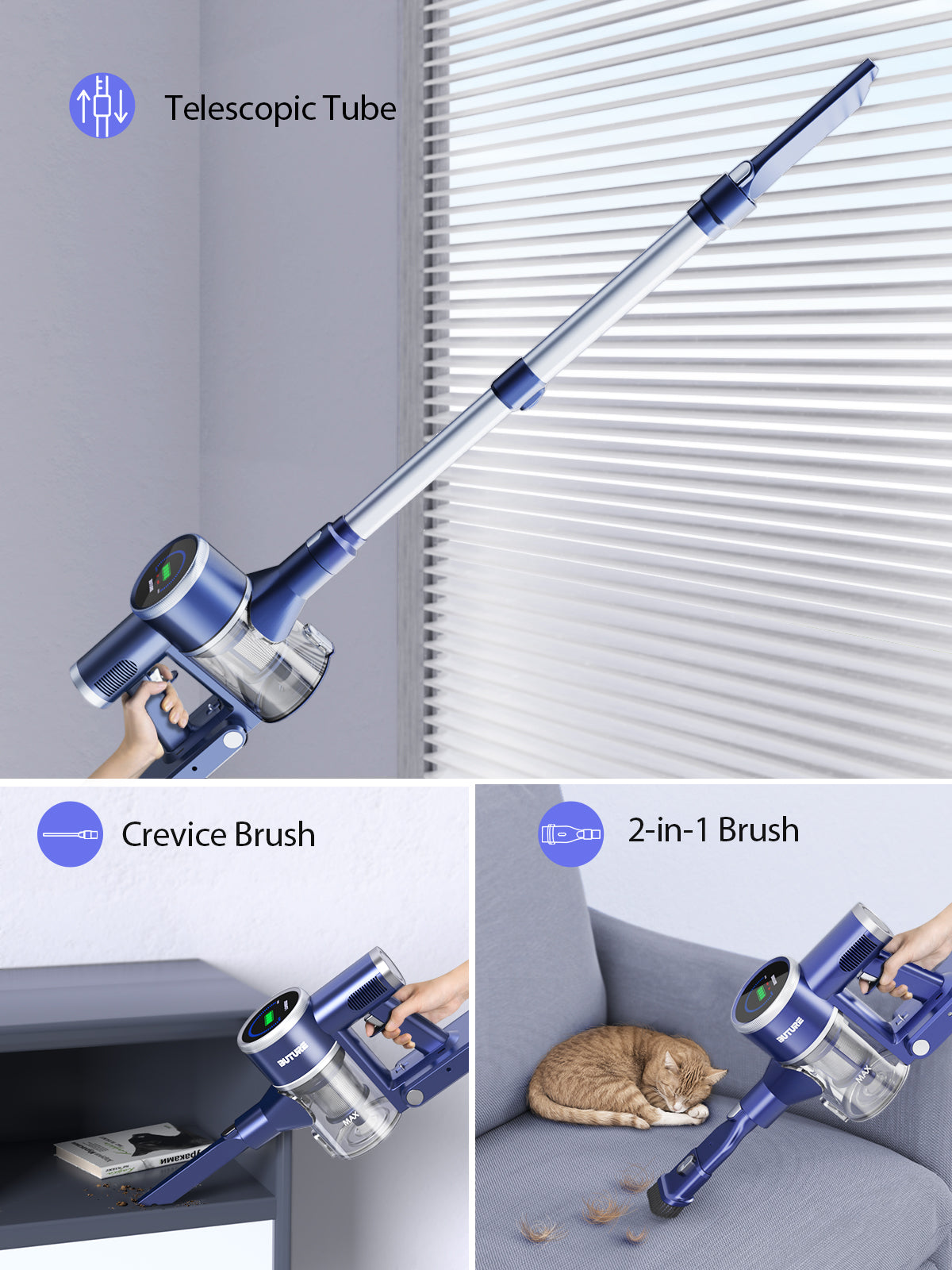 Buture JR600 Cordless Vacuum Cleaner for Stairs 400W/33KPA