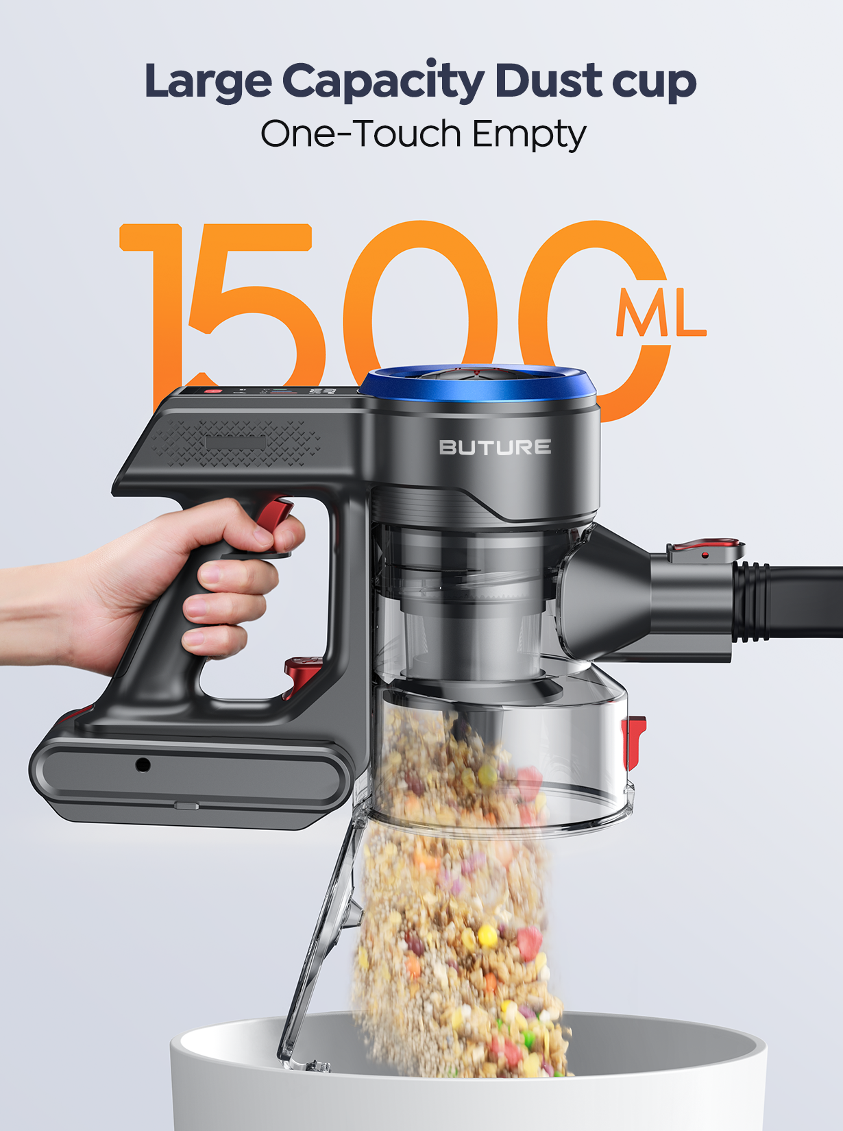 Buture JR700 Blue Pordless Vacuum Cleaner 500W/38kPa z ładunkiem na ścianę