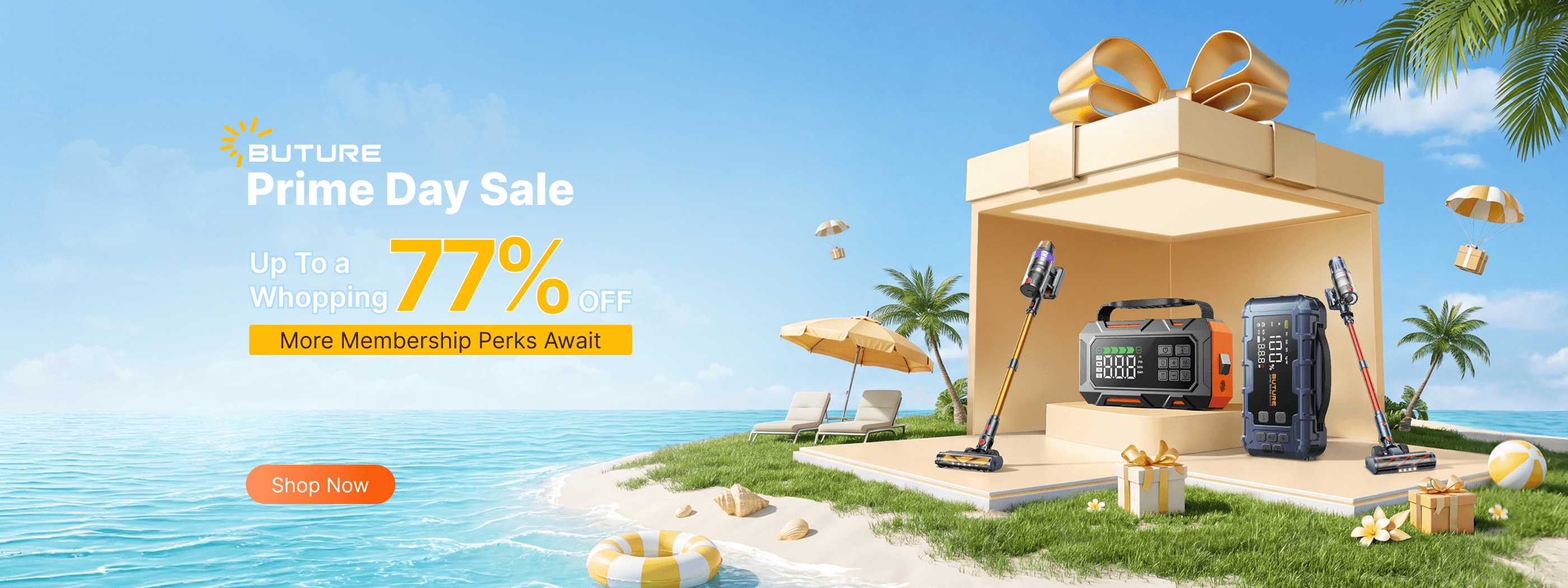 Shop best prime day deals at Buture, huge savings on cordless vacuum and car jump starter, get up to 77% off.