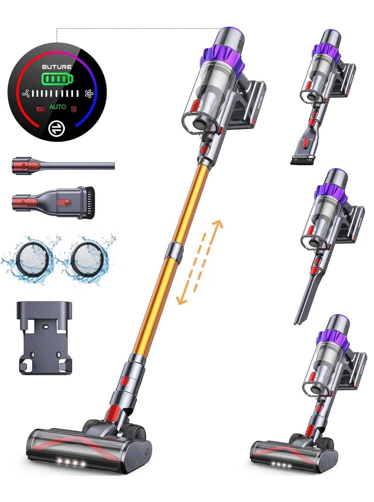 【Neuankömmling】Buture VC80 Intelligenter kabelloser Staubsauger 450W 40 kPa mit 60 Minuten Laufzeit und selbststehendem Design