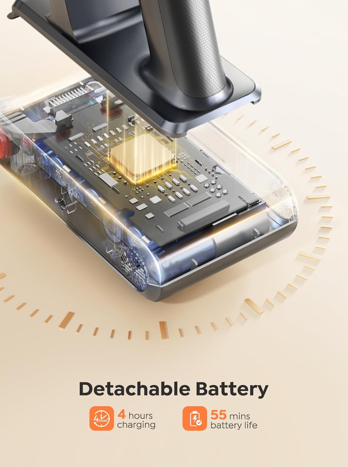 Detachable Battery for Extended Cleaning Sessions